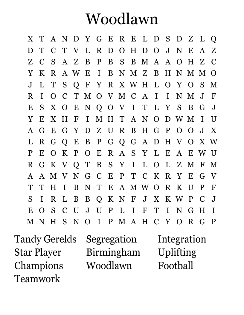 Woodlawn  Word Search