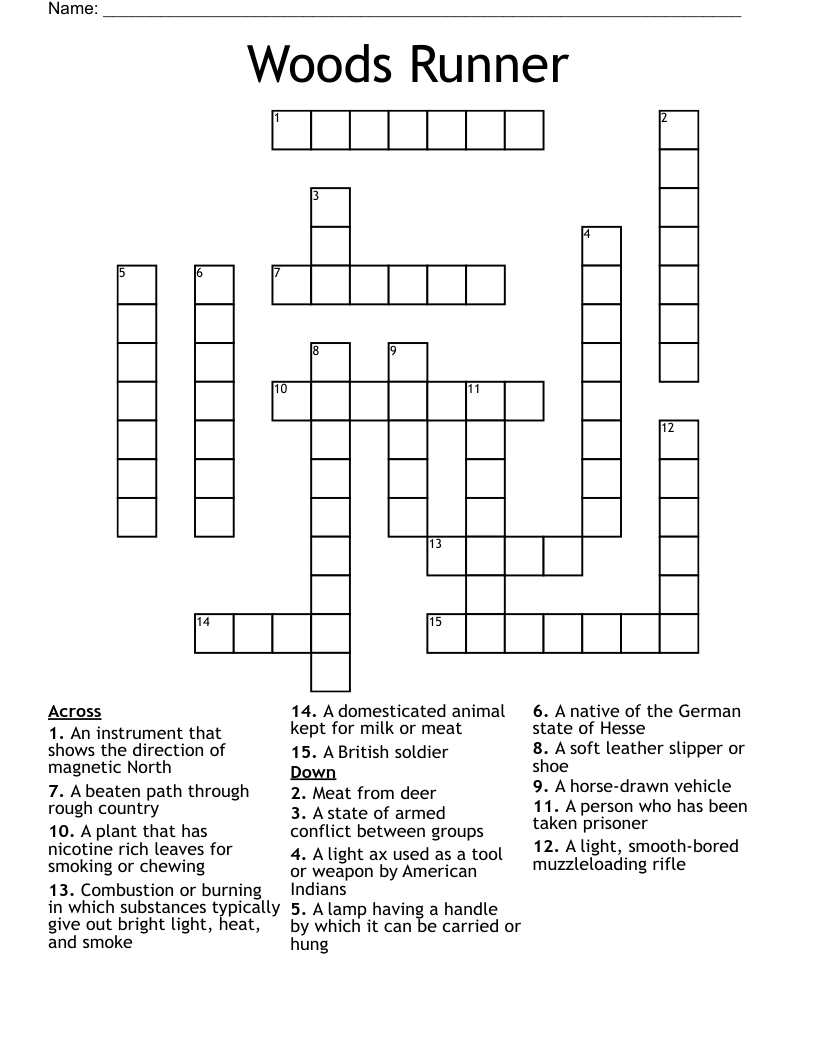 Woods Runner Crossword