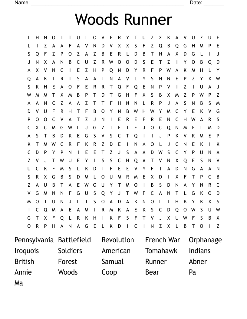 Woods Runner Word Search