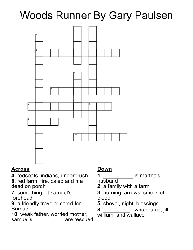 Woods Runner By Gary Paulsen Crossword