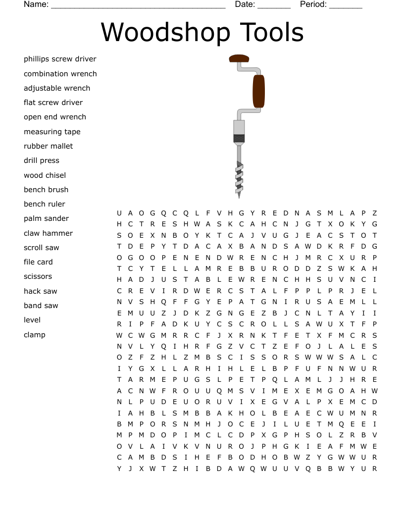 Woodshop Tools Word Search