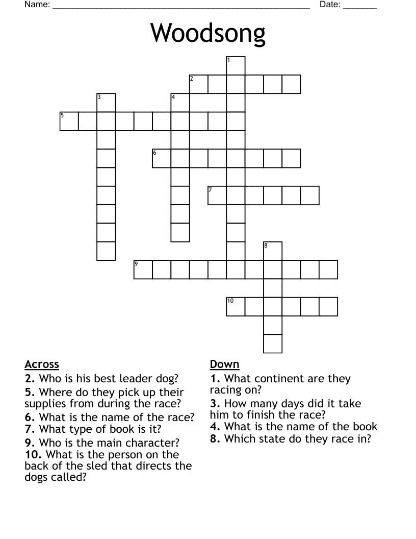 Woodsong Crossword