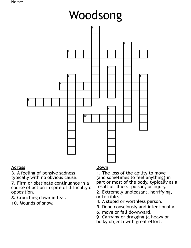 Woodsong Crossword