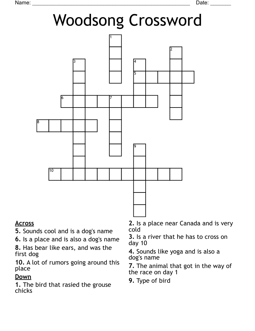 Woodsong Crossword