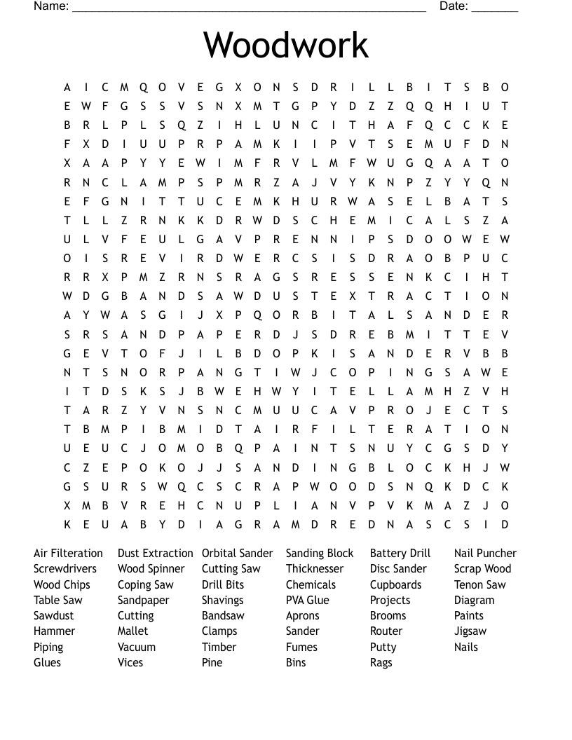 Woodwork Word Search