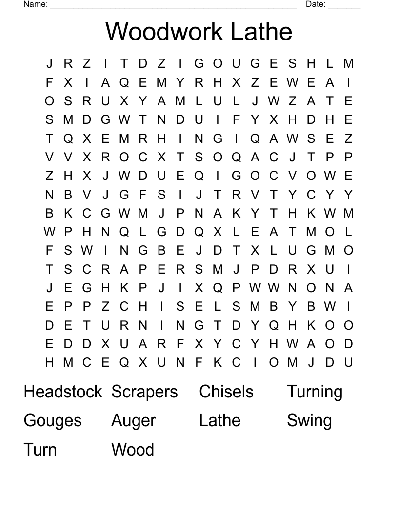 Woodwork Lathe Word Search