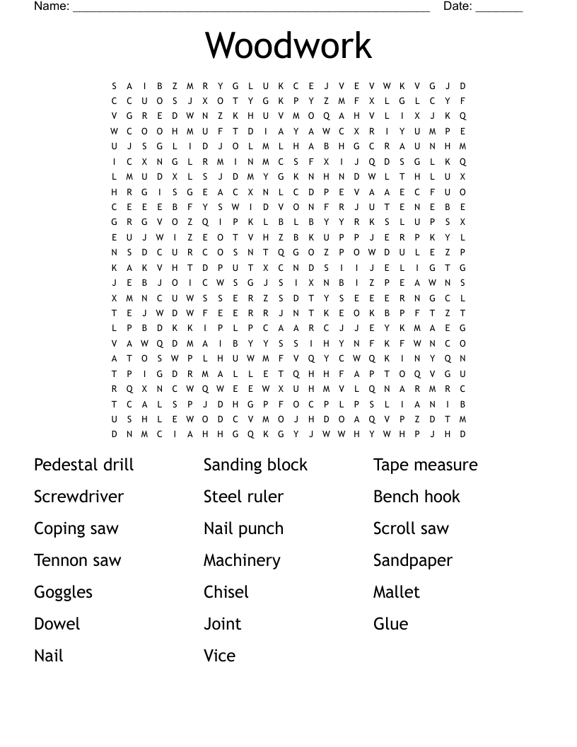 Woodwork  Word Search