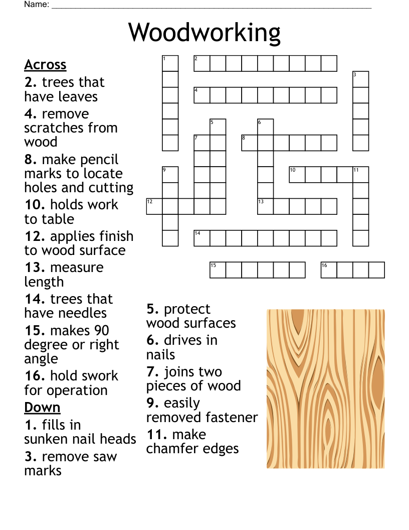 Woodworking Crossword