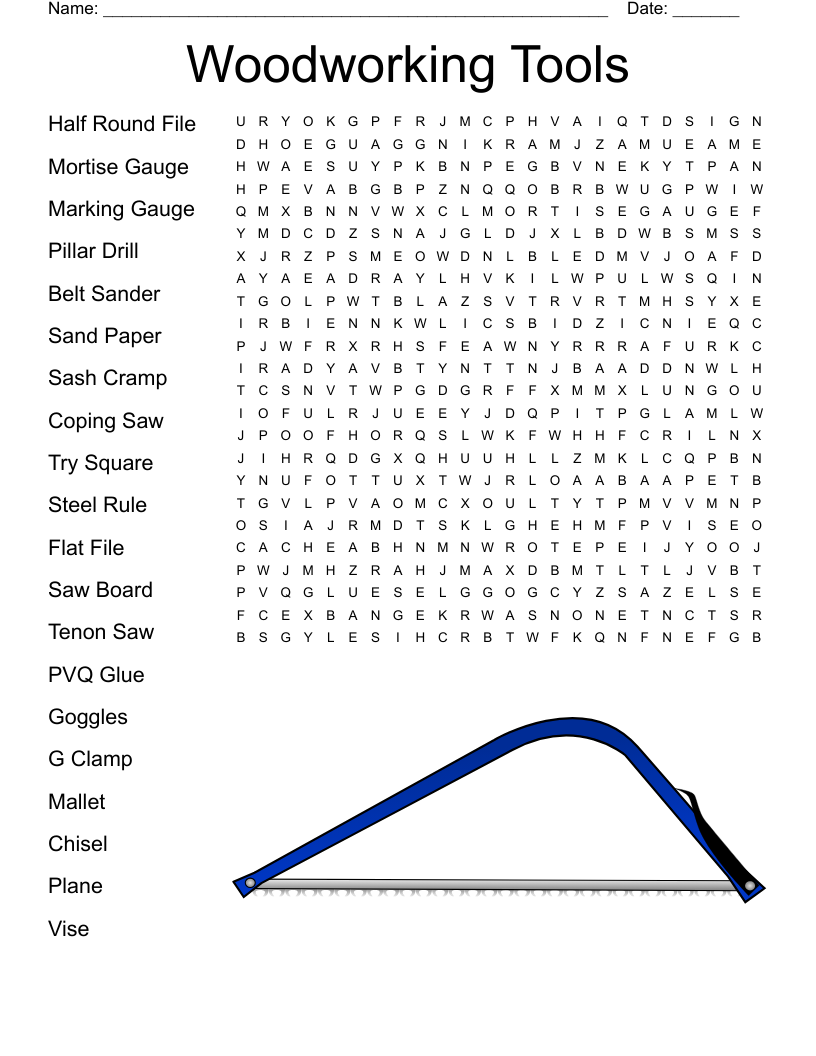 Woodworking Tools Word Search