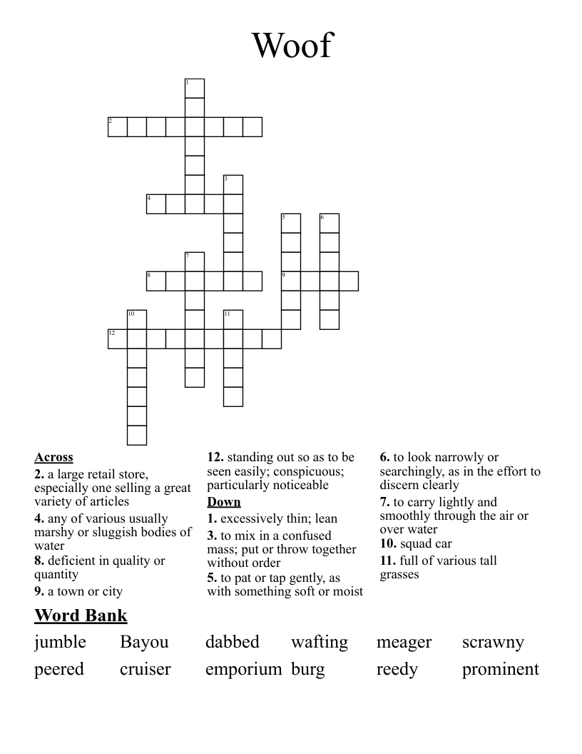 Woof Crossword
