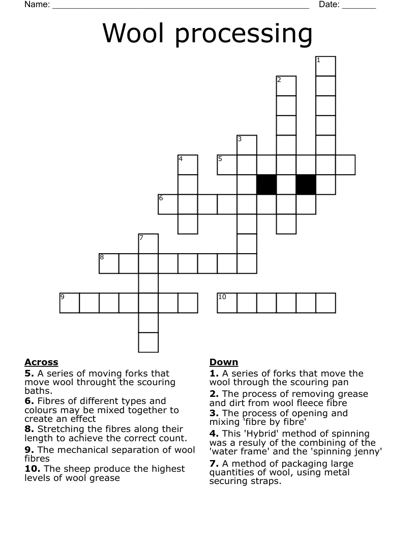 Wool processing Crossword