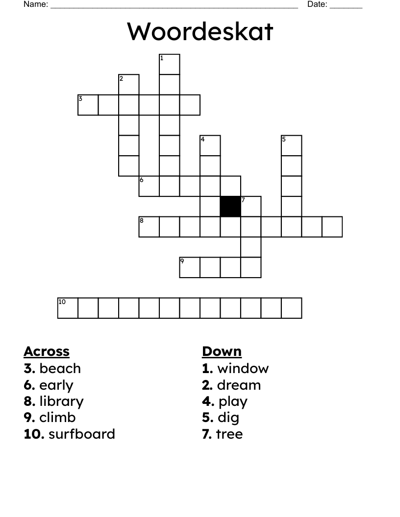 Woordeskat Crossword