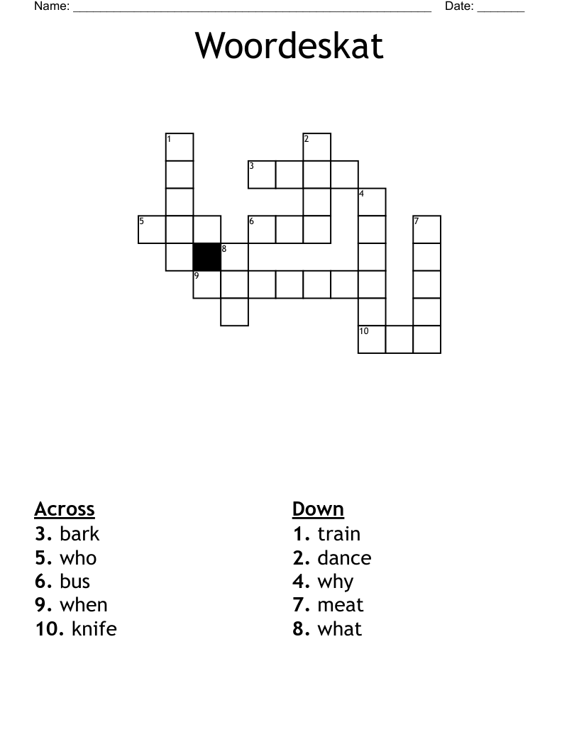 Woordeskat Crossword