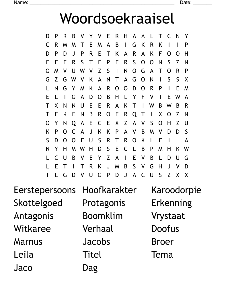 Woordsoekraaisel Word Search