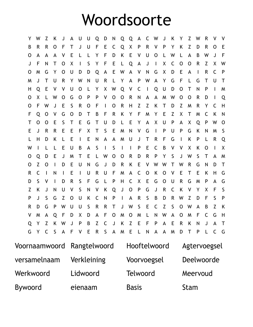 Woordsoorte Word Search