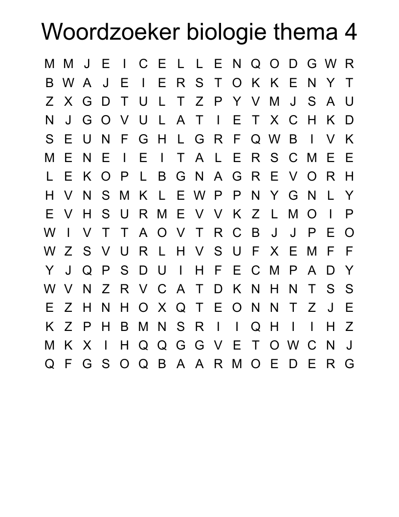 Woordzoeker biologie thema 4 Word Search
