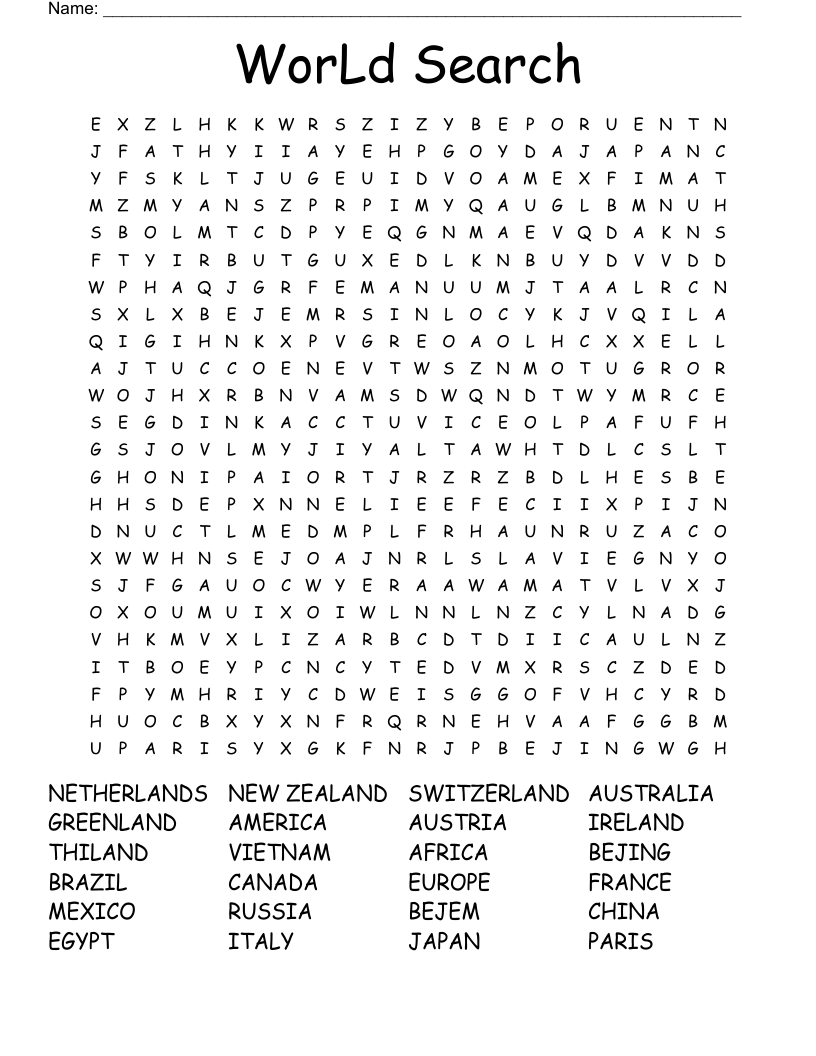 WorLd Search Word Search