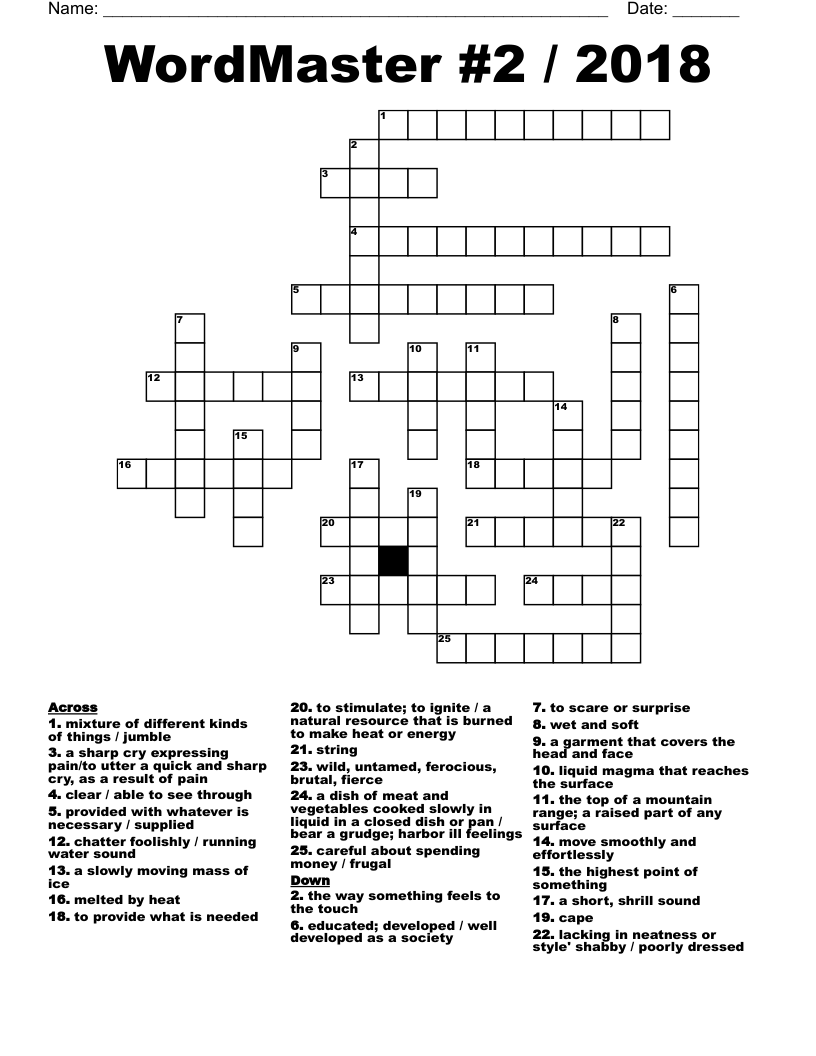 WordMaster #2 / 2018 Crossword