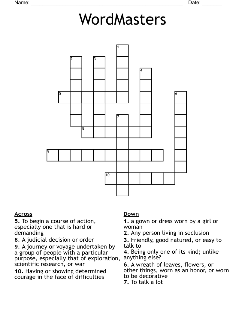 WordMasters Crossword