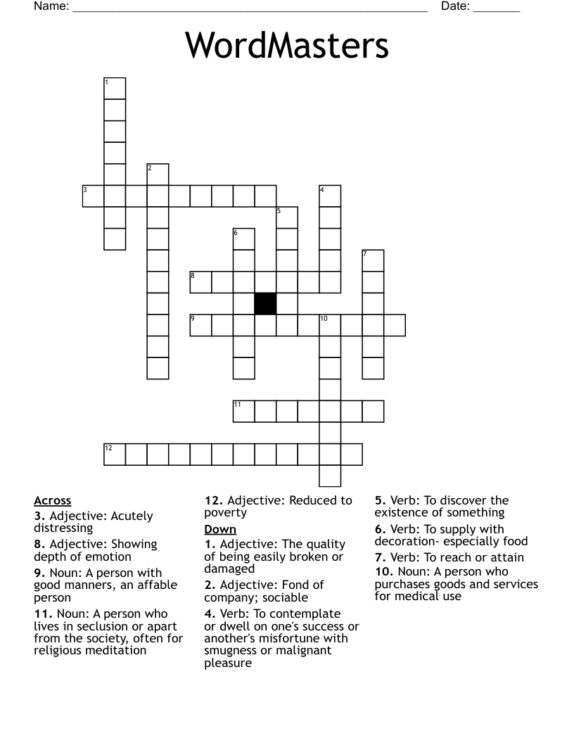 WordMasters Crossword