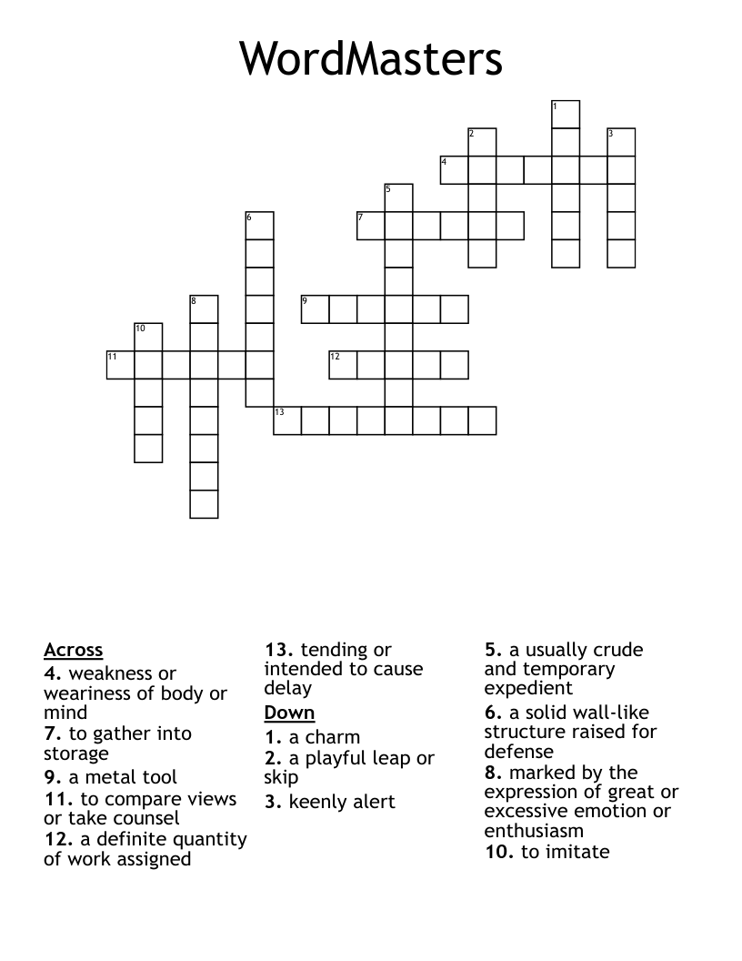WordMasters Crossword
