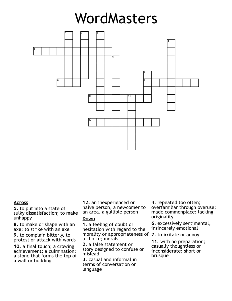 WordMasters Crossword