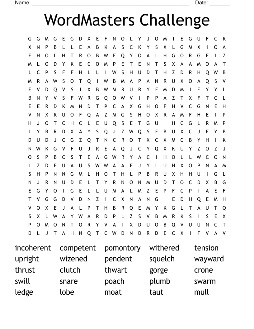 WordMasters Challenge Word Search