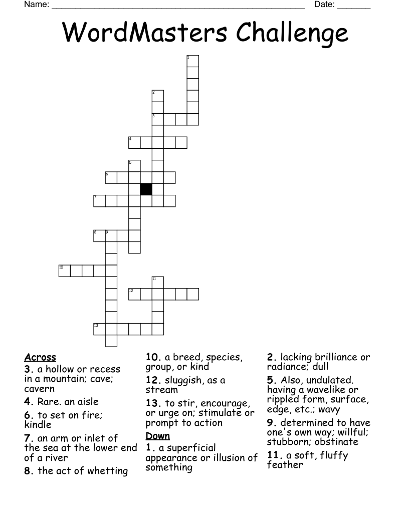 WordMasters Challenge Crossword
