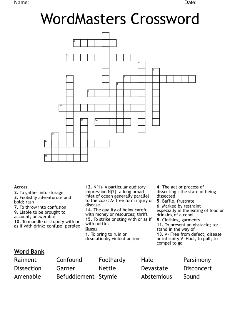 WordMasters Crossword