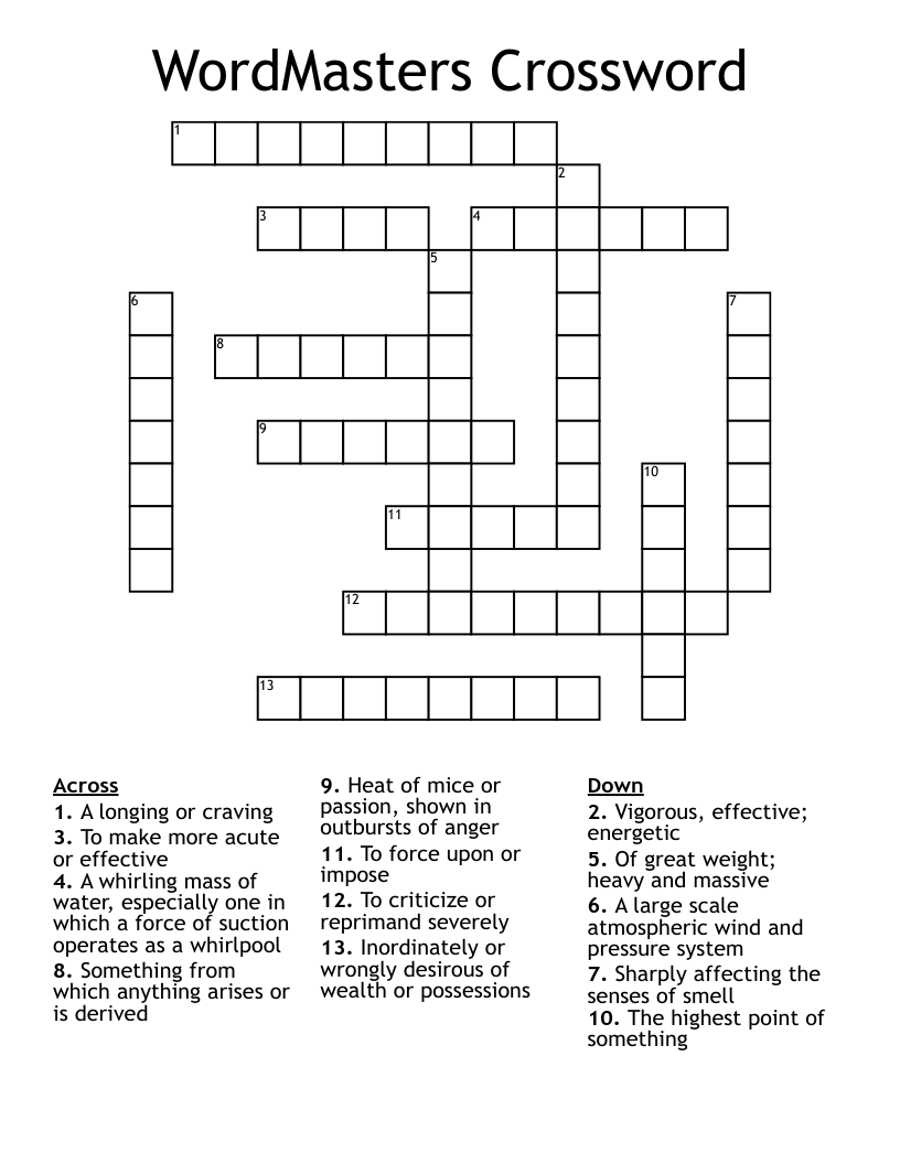 WordMasters Crossword 