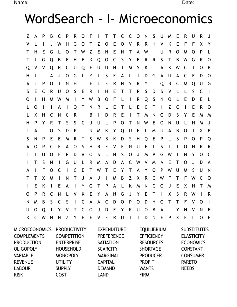 WordSearch - I- Microeconomics