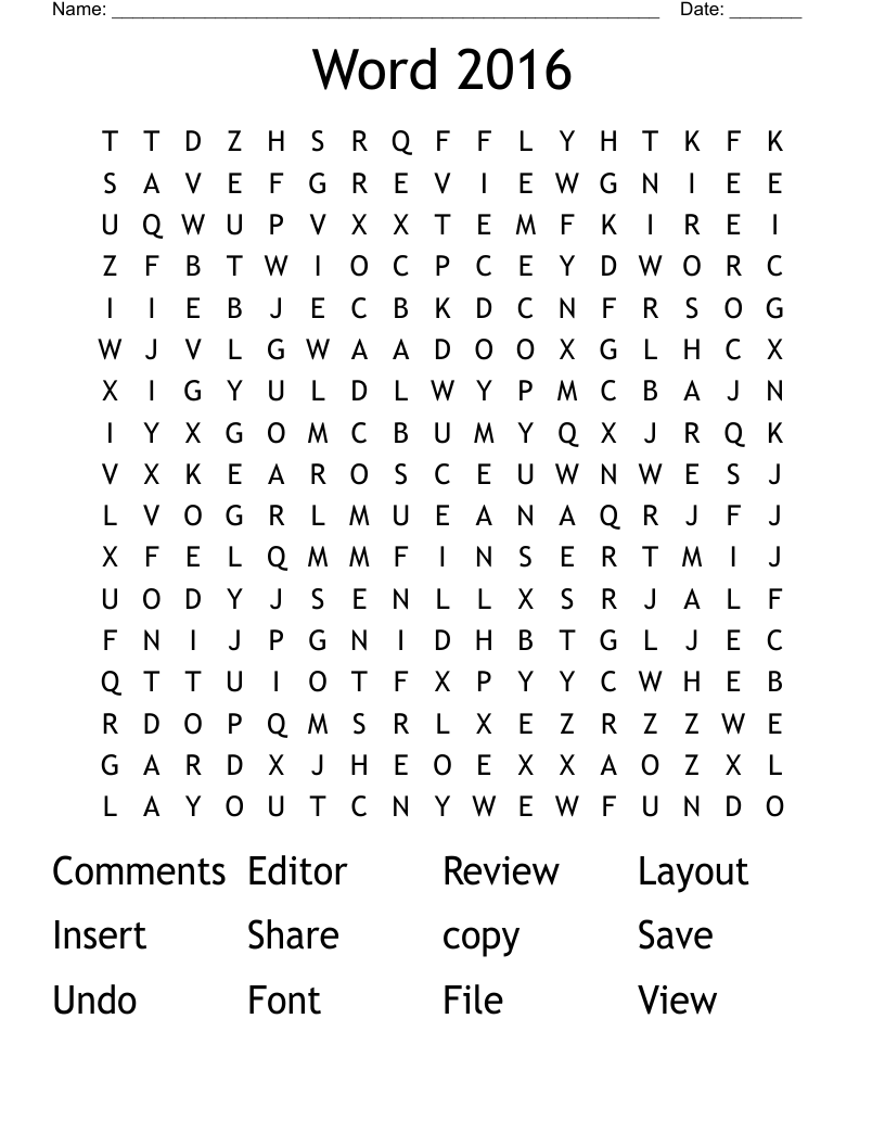 Word 2016 Word Search