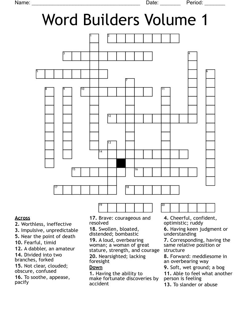Word Builders Volume 1 Crossword
