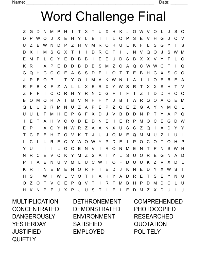 Word Challenge Final Word Search