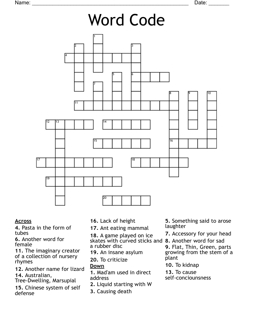 Word Code Crossword