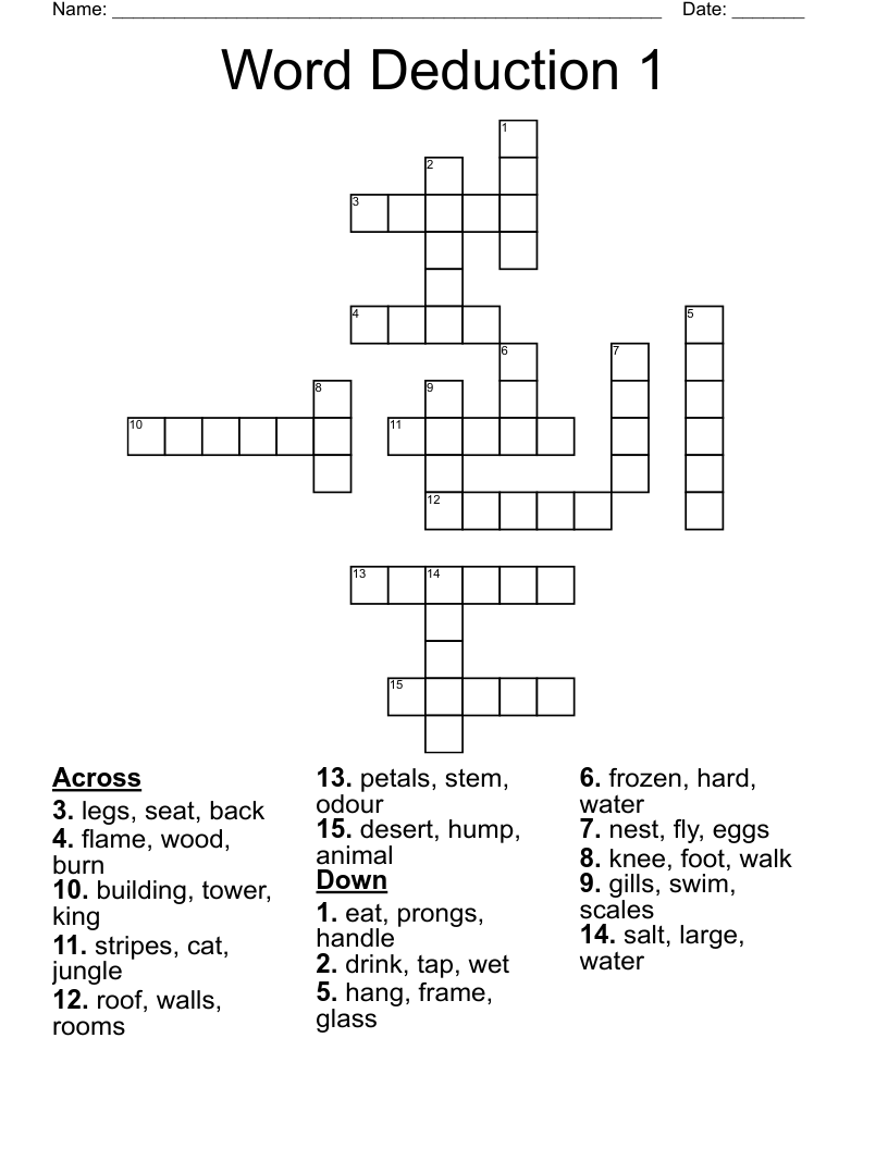 Word Deduction 1 Crossword