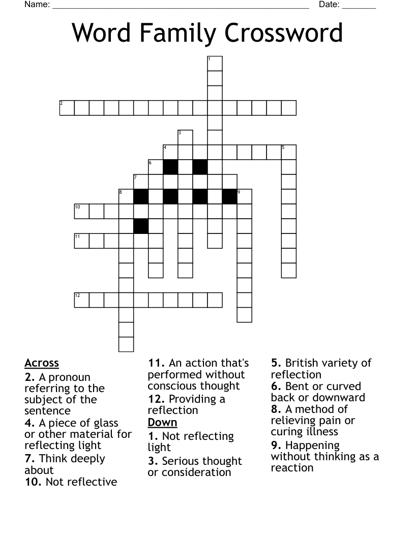 Word Family Crossword