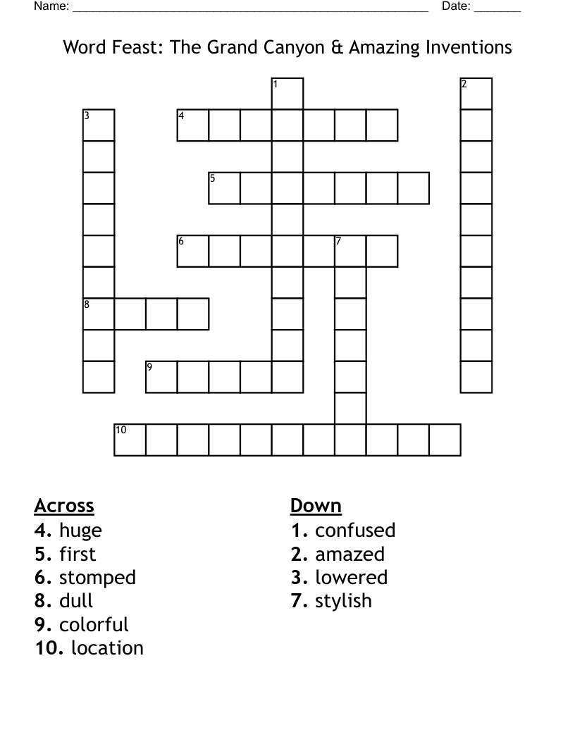 Word Feast:  The Grand Canyon & Amazing Inventions Crossword