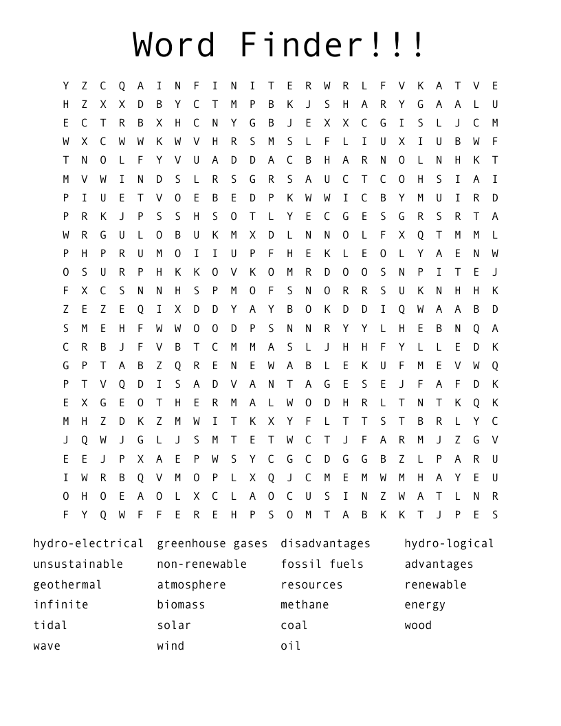 Word Finder!!! Word Search