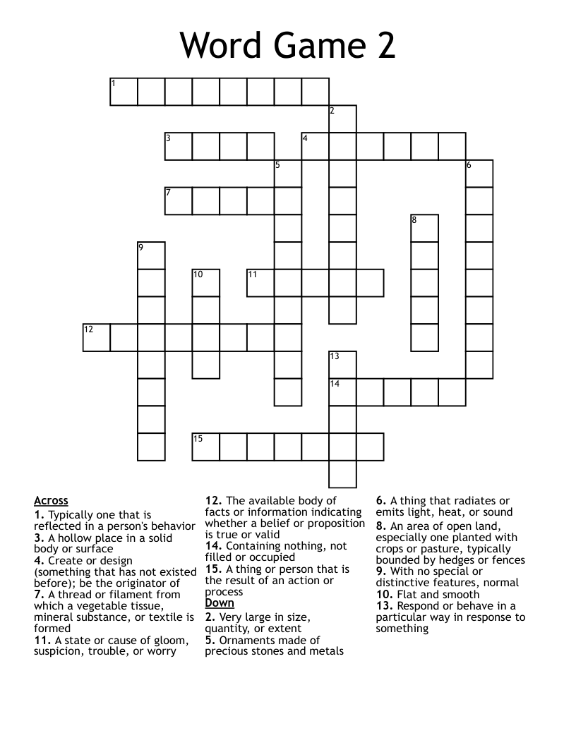 Word Game 2 Crossword