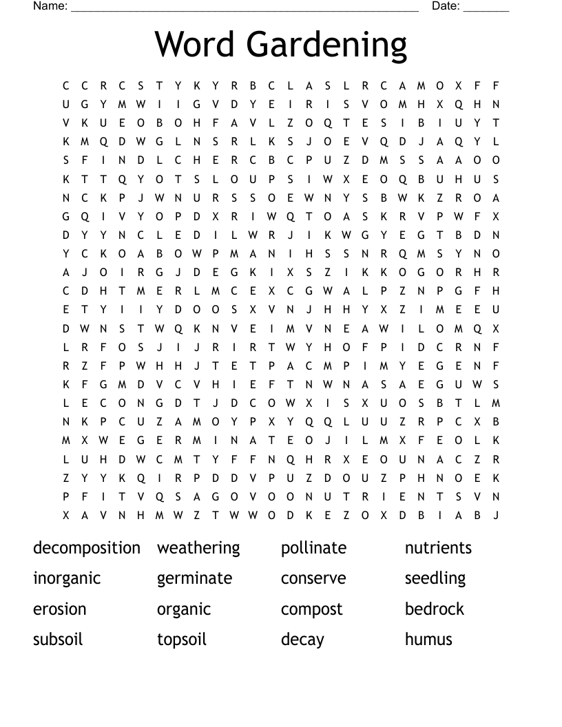 Word Gardening Word Search