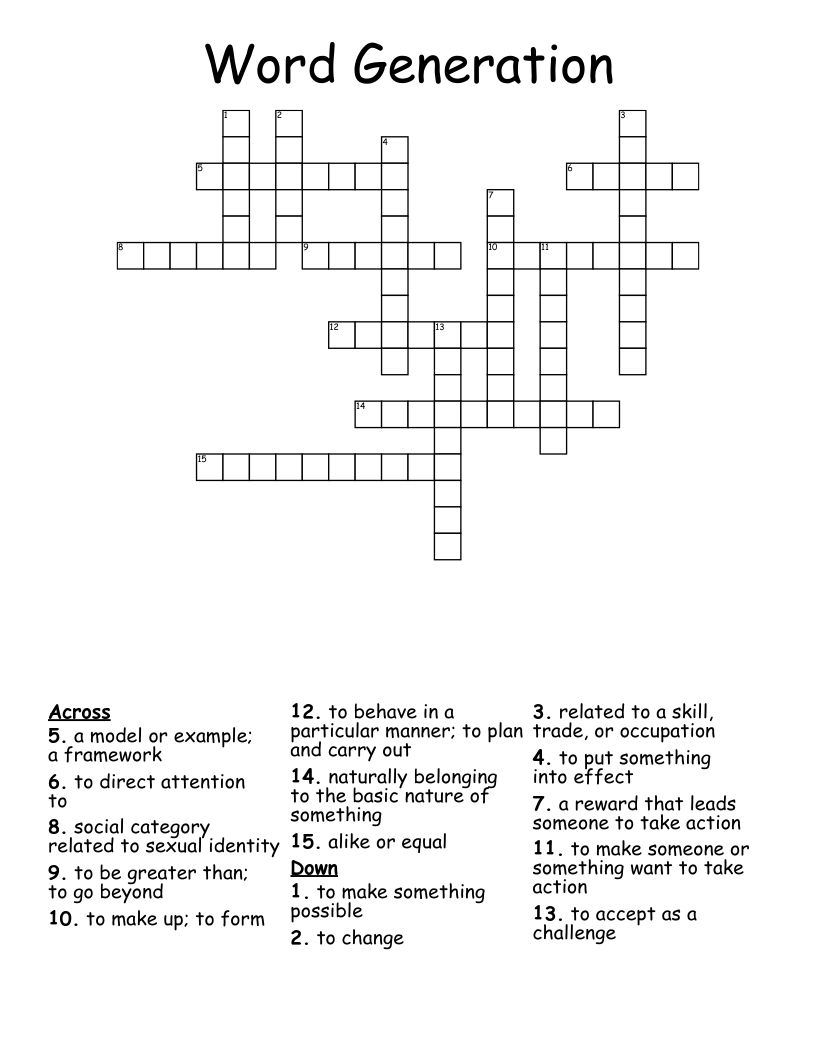 Word Generation  Crossword