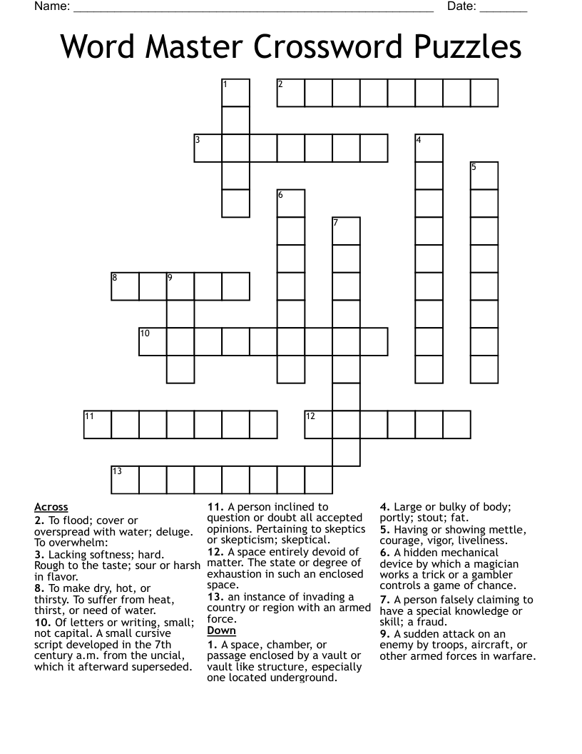 Word Master Crossword Puzzles