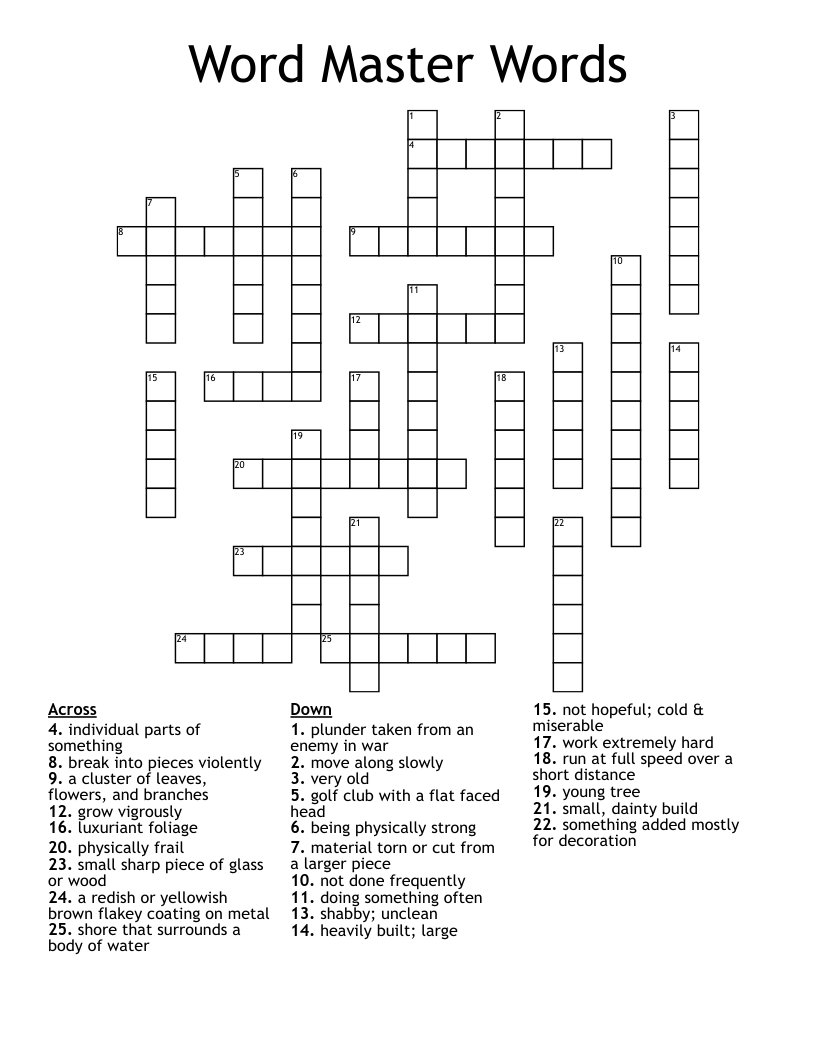 Word Master Words  Crossword
