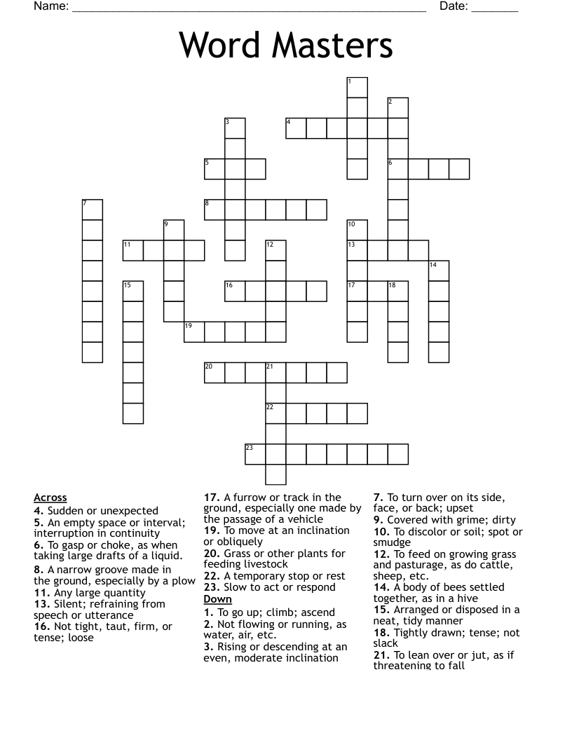 Word Masters Crossword