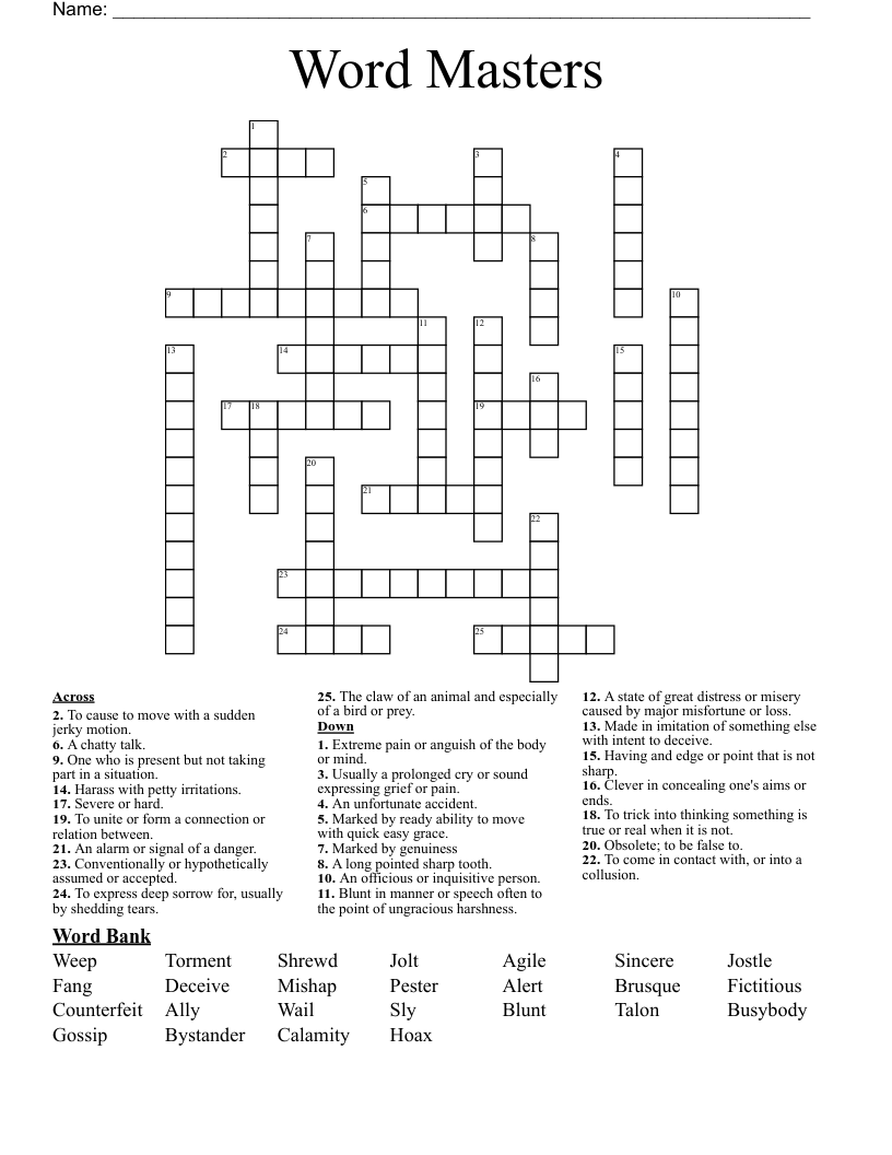 Word Masters Crossword