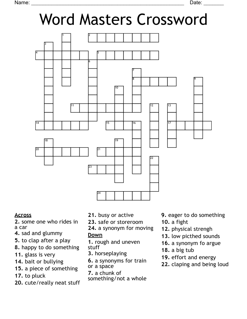 Word Masters Crossword