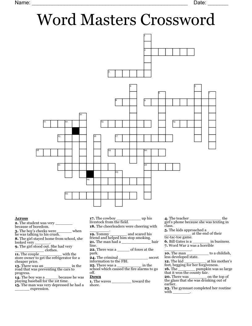 Word Masters Crossword
