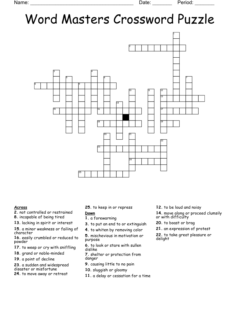 Word Masters Crossword Puzzle