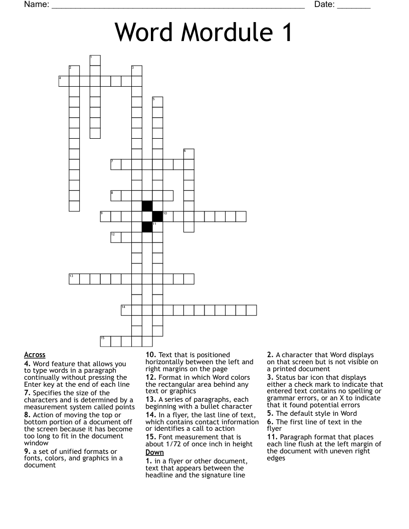 Word Mordule 1 Crossword